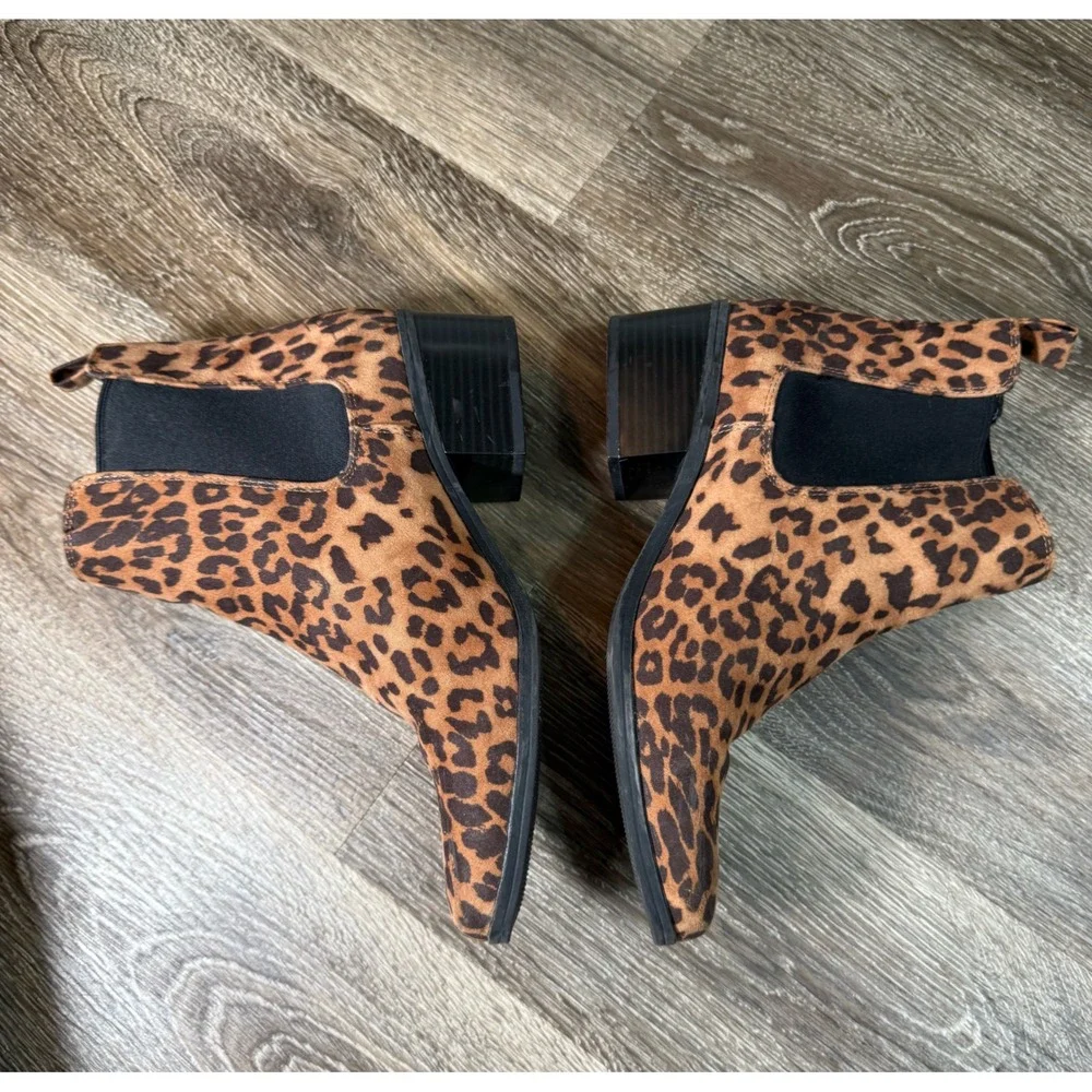 Leopard Print Chelsea Ankle Boots Brown Block Heel Size 9 Target a new‎ day